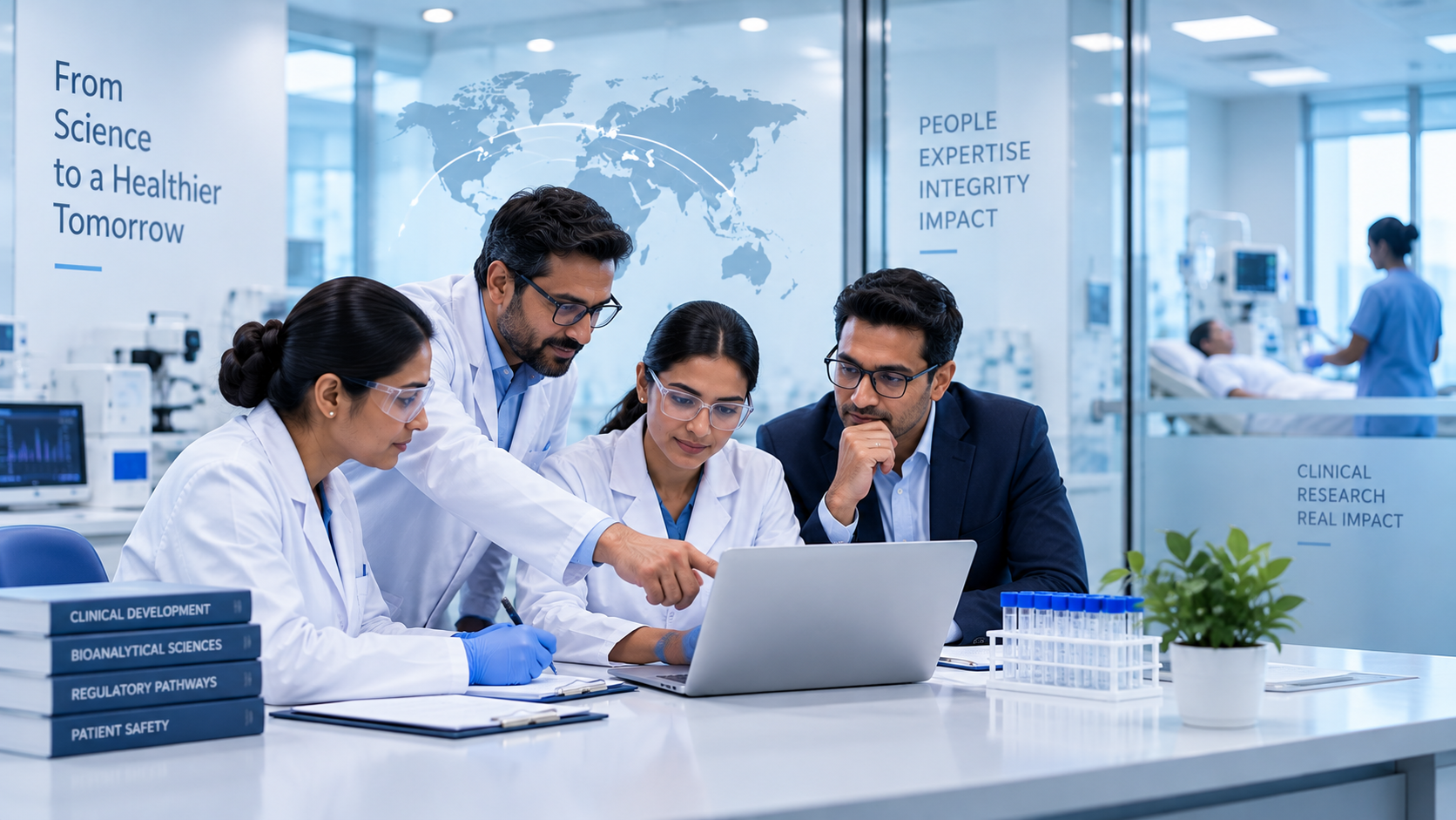 Team collaborating around a table
